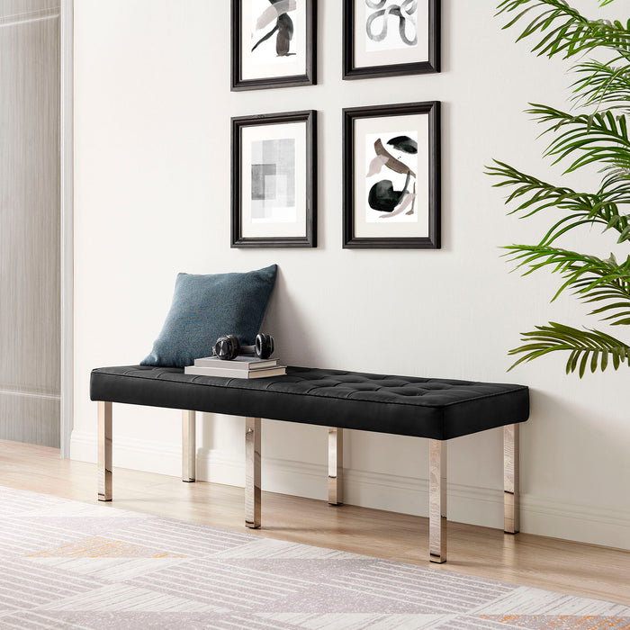 Loft Tufted Vegan Leather Bench