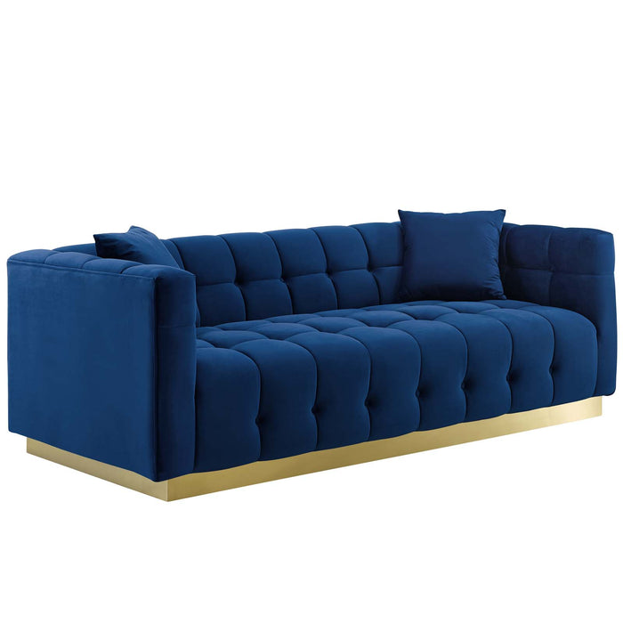 Vivacious Biscuit Tufted Performance Velvet Sofa