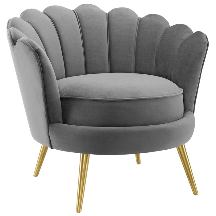 Admire Scalloped Edge Performance Velvet Accent Armchair