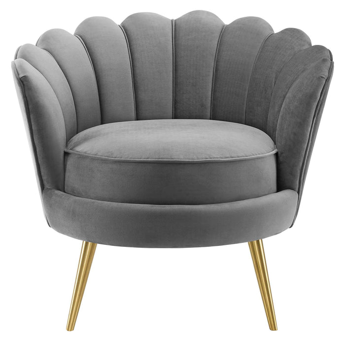 Admire Scalloped Edge Performance Velvet Accent Armchair