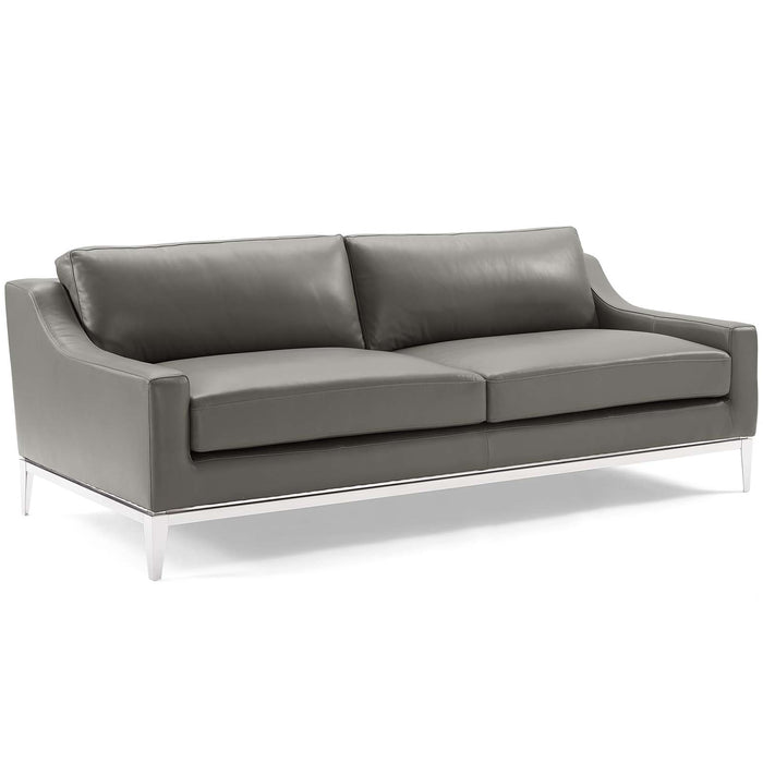 Harness 83.5" Stainless Steel Base Leather Sofa