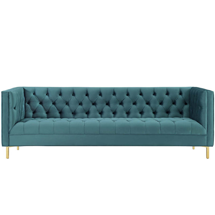 Delight Tufted Button Performance Velvet Sofa