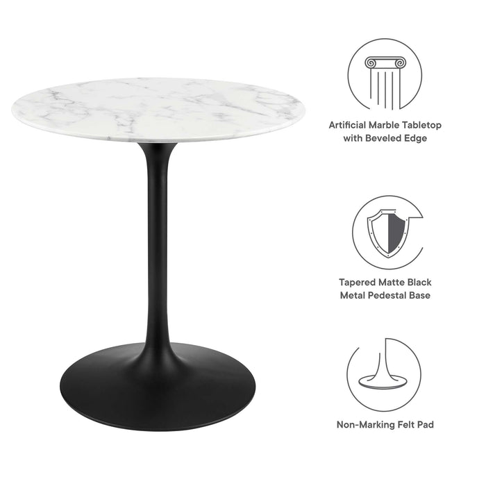 Lippa 28" Round Artificial Marble Dining Table