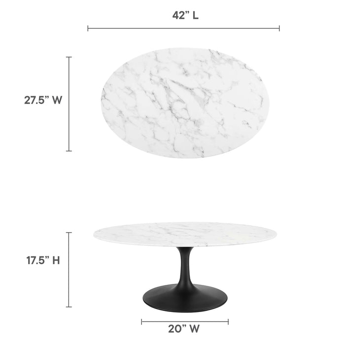 Lippa 42" Oval Artificial Marble Coffee Table