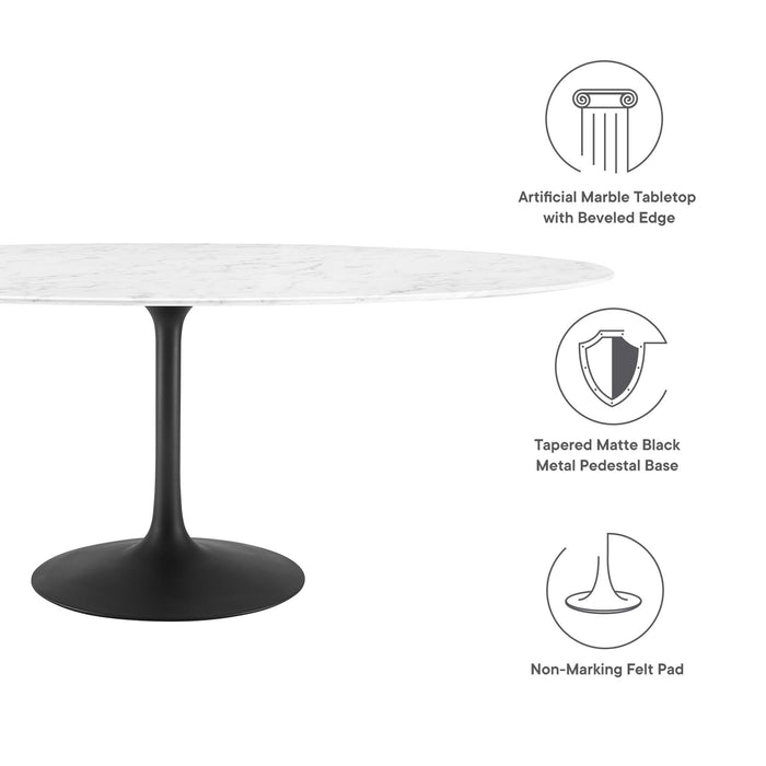 Lippa 78" Oval Artificial Marble Dining Table