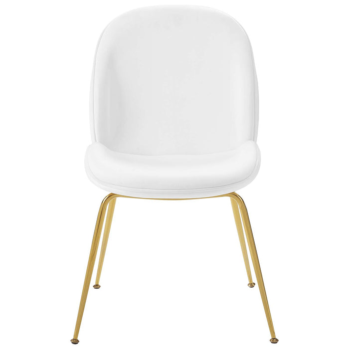 Scoop Gold Stainless Steel Leg Performance Velvet Dining Chair