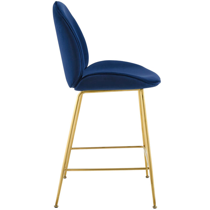 Scoop Gold Stainless Steel Leg Performance Velvet Counter Stool