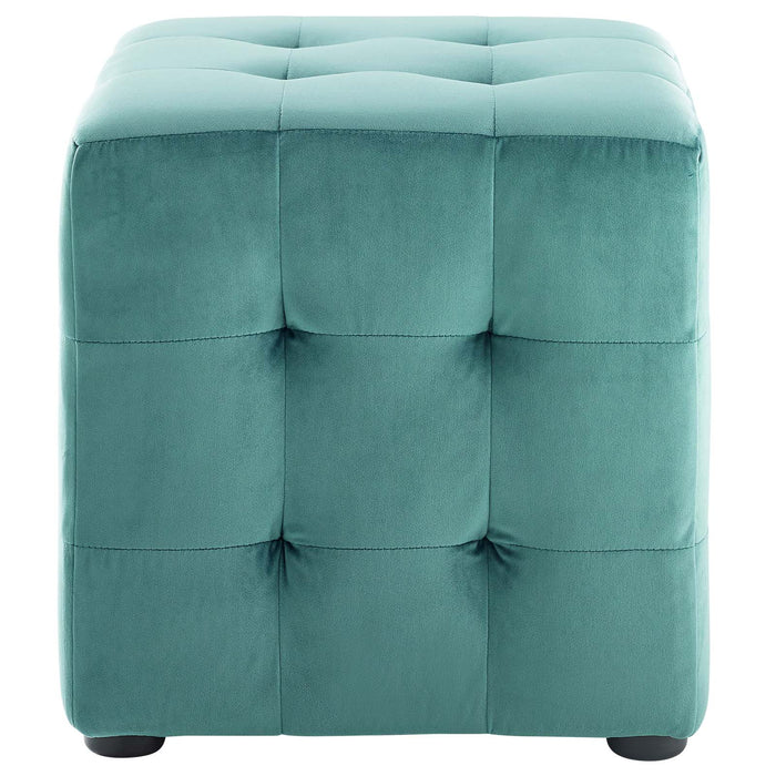 Contour Tufted Cube Performance Velvet Ottoman