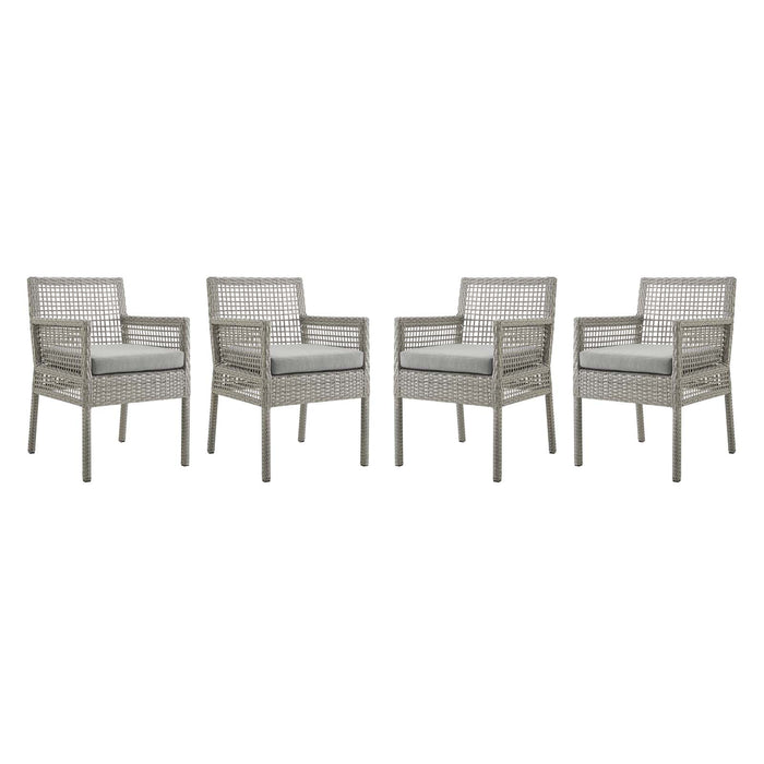 Aura Dining Armchair Outdoor Patio Wicker Rattan Set of 4