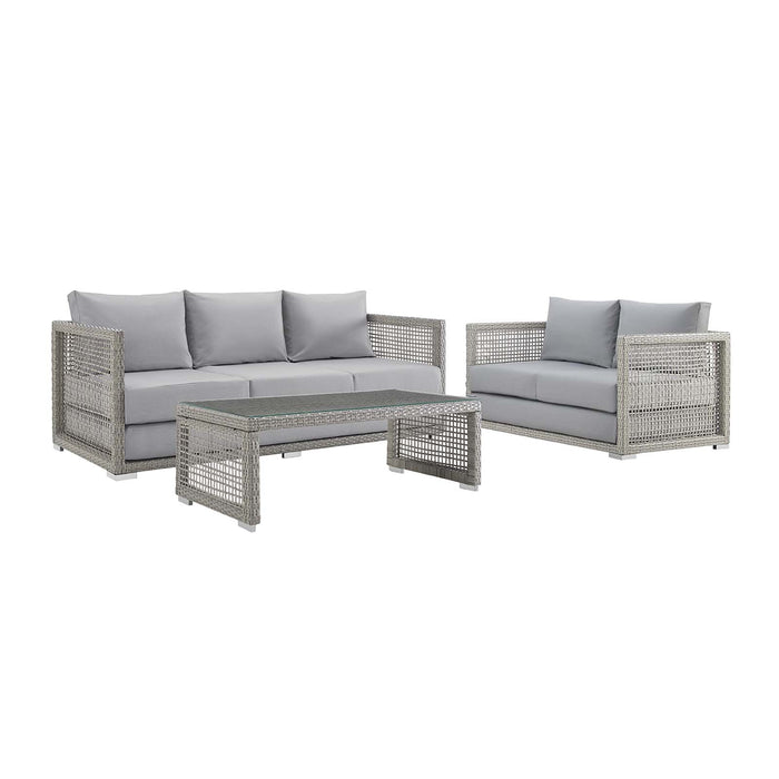 Aura 3 Piece Outdoor Patio Wicker Rattan Set