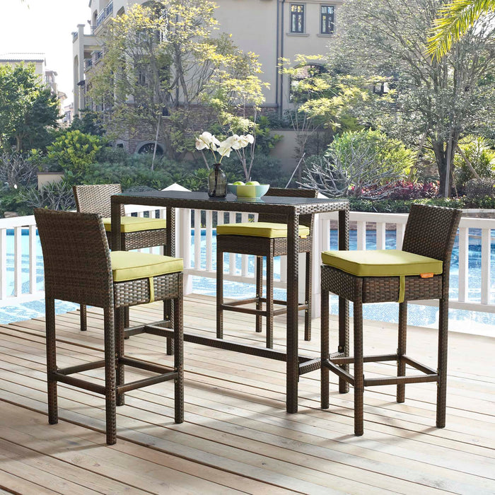 Conduit Bar Stool Outdoor Patio Wicker Rattan Set of 4