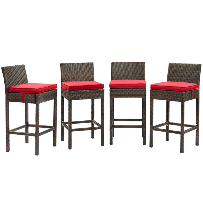 Conduit Bar Stool Outdoor Patio Wicker Rattan Set of 4