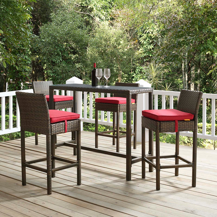 Conduit Bar Stool Outdoor Patio Wicker Rattan Set of 4