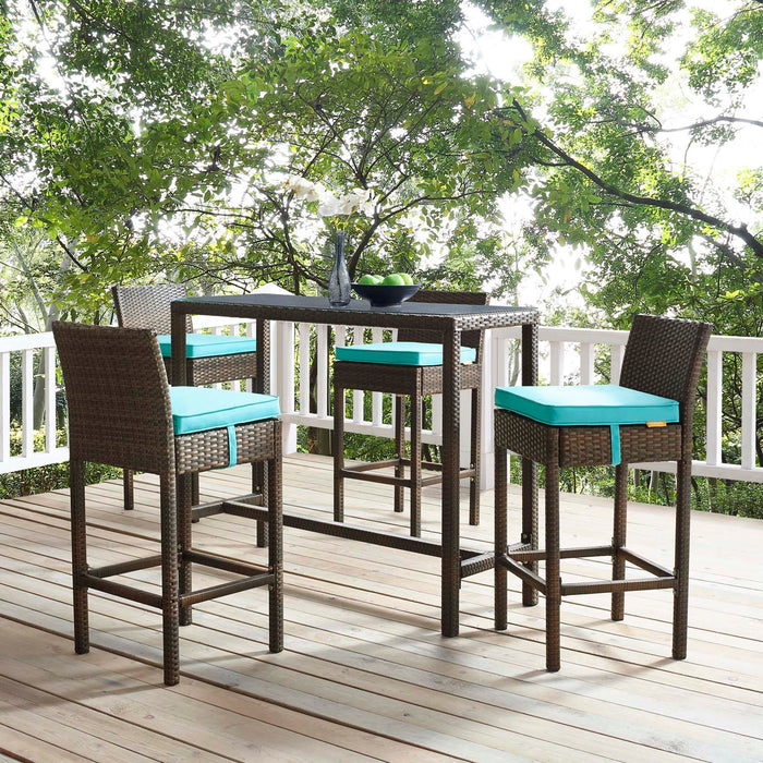 Conduit Bar Stool Outdoor Patio Wicker Rattan Set of 4