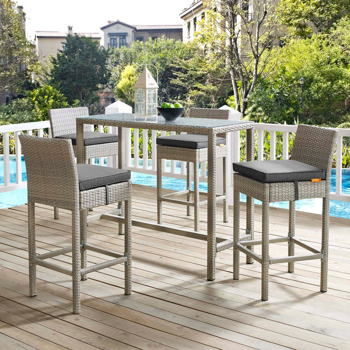 Conduit Bar Stool Outdoor Patio Wicker Rattan Set of 4