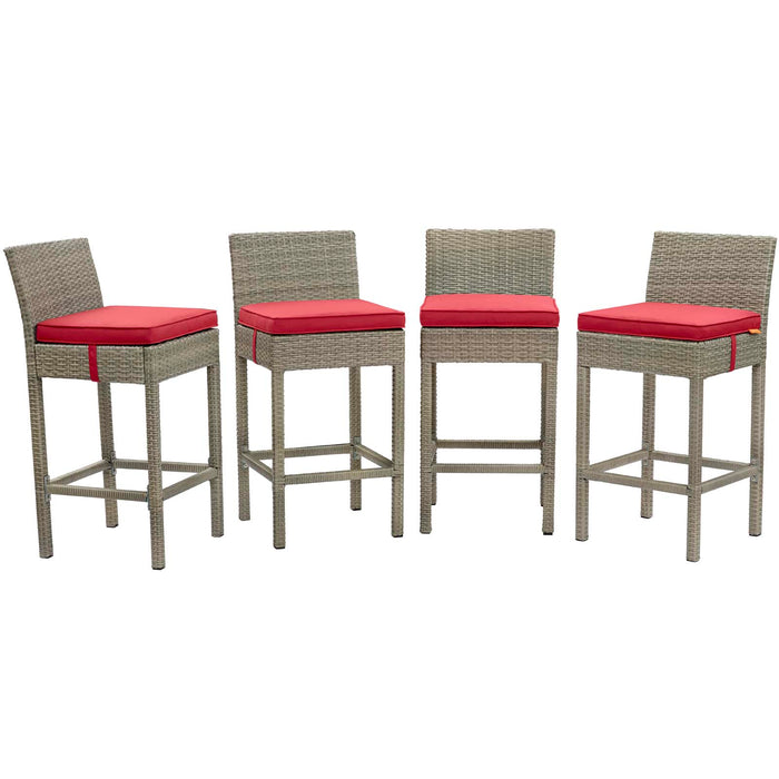 Conduit Bar Stool Outdoor Patio Wicker Rattan Set of 4