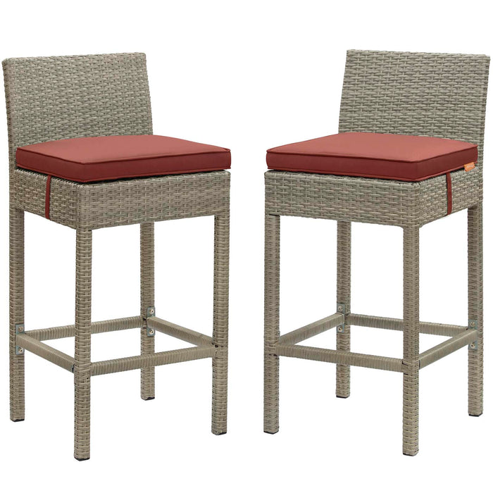 Conduit Bar Stool Outdoor Patio Wicker Rattan Set of 2