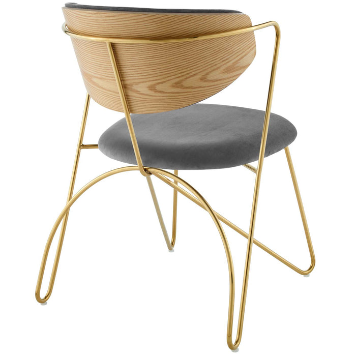 Prevail Gold Stainless Steel Dining and Accent Performance Velvet Chair