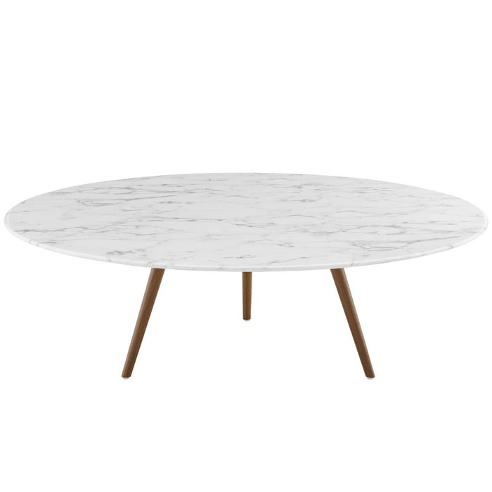 Lippa 48" Round Artificial Marble Coffee Table with Tripod Base