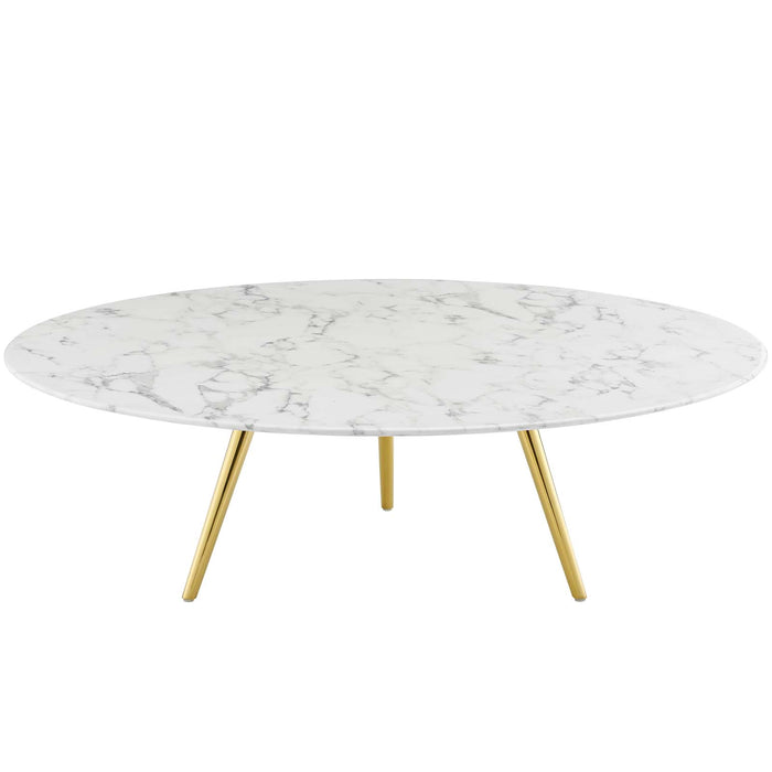 Lippa 48" Round Artificial Marble Coffee Table with Tripod Base