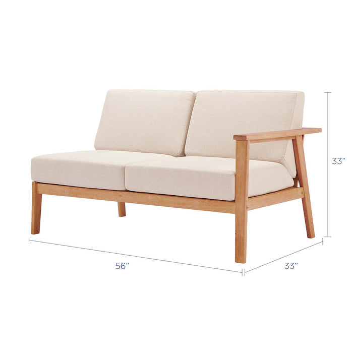 Sedona Outdoor Patio Eucalyptus Wood Right-Facing Loveseat