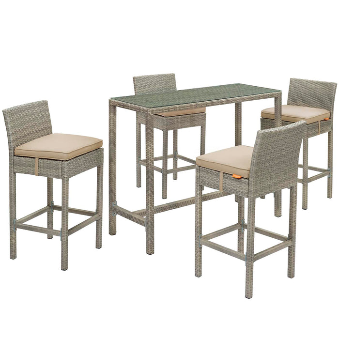 Conduit 5 Piece Outdoor Patio Wicker Rattan Set