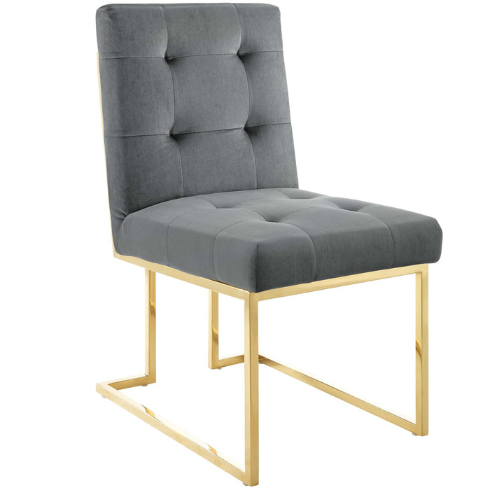 Privy Gold Stainless Steel Performance Velvet Dining Chair