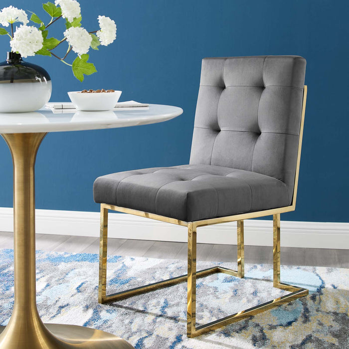 Privy Gold Stainless Steel Performance Velvet Dining Chair