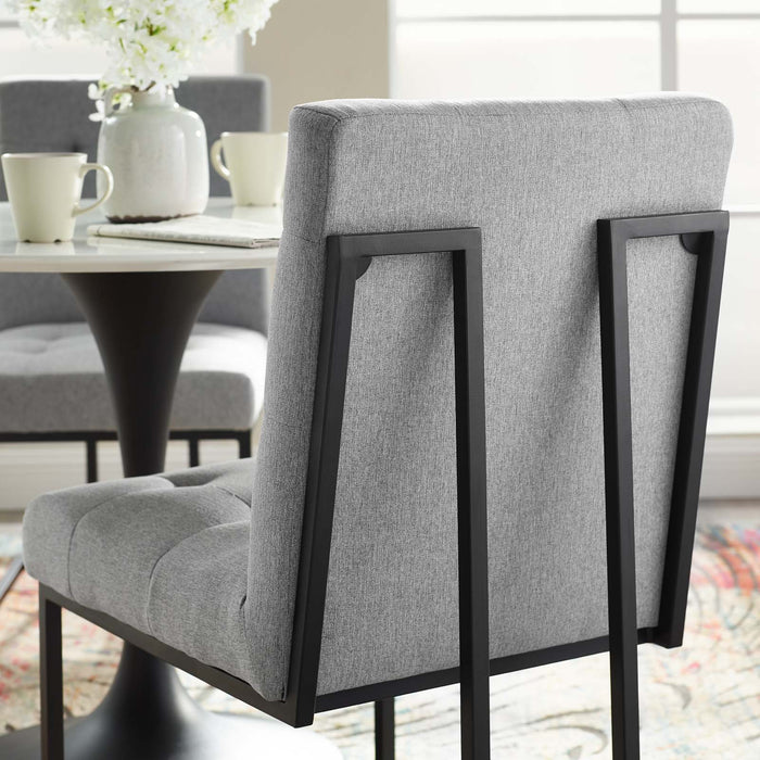 Privy Black Stainless Steel Upholstered Fabric Dining Chair