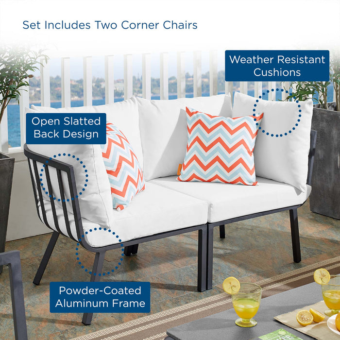 Riverside 2 Piece Outdoor Patio Aluminum Sectional Sofa Set