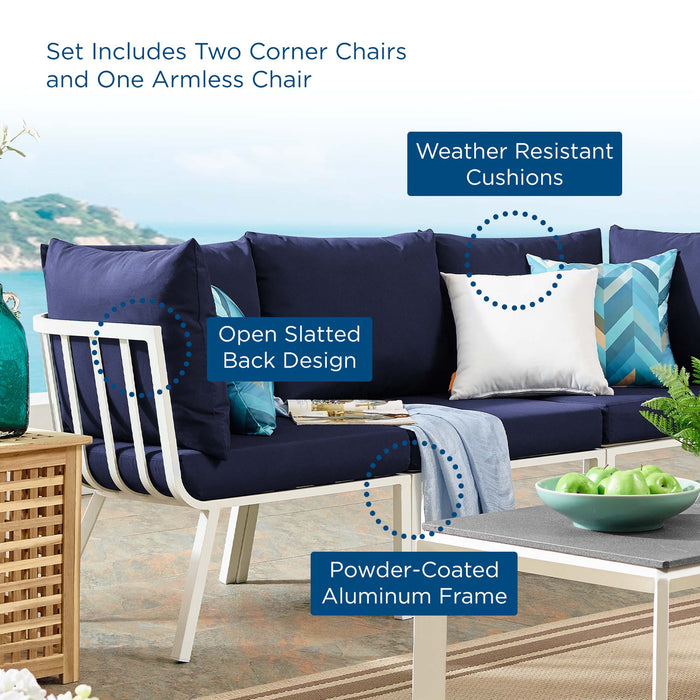 Riverside 3 Piece Outdoor Patio Aluminum Sectional Sofa Set