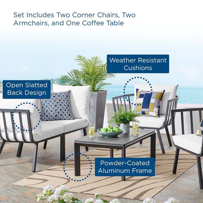 Riverside 5 Piece Outdoor Patio Aluminum Set