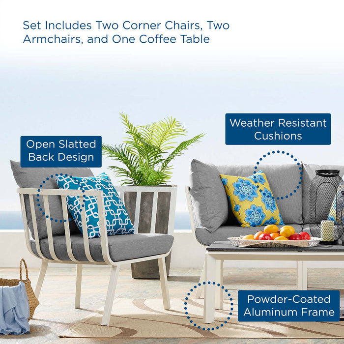 Riverside 5 Piece Outdoor Patio Aluminum Set