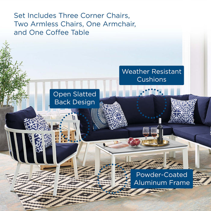 Riverside 7 Piece Outdoor Patio Aluminum Set