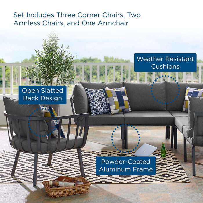 Riverside 6 Piece Outdoor Patio Aluminum Set