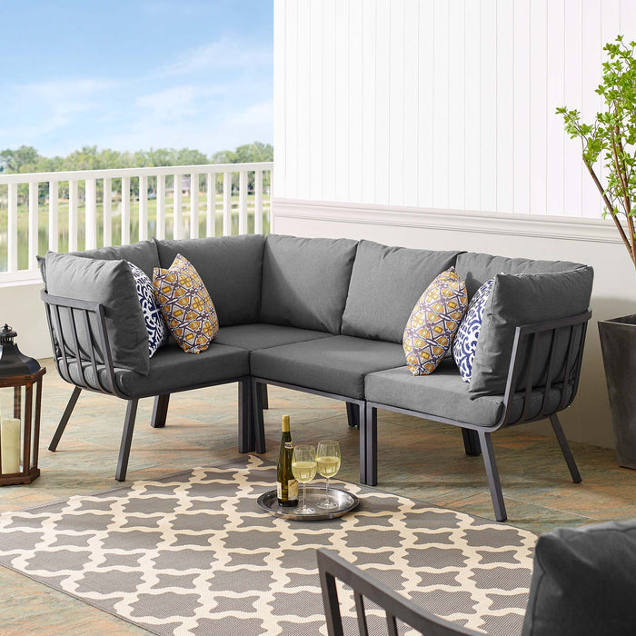 Riverside 4 Piece Outdoor Patio Aluminum Sectional