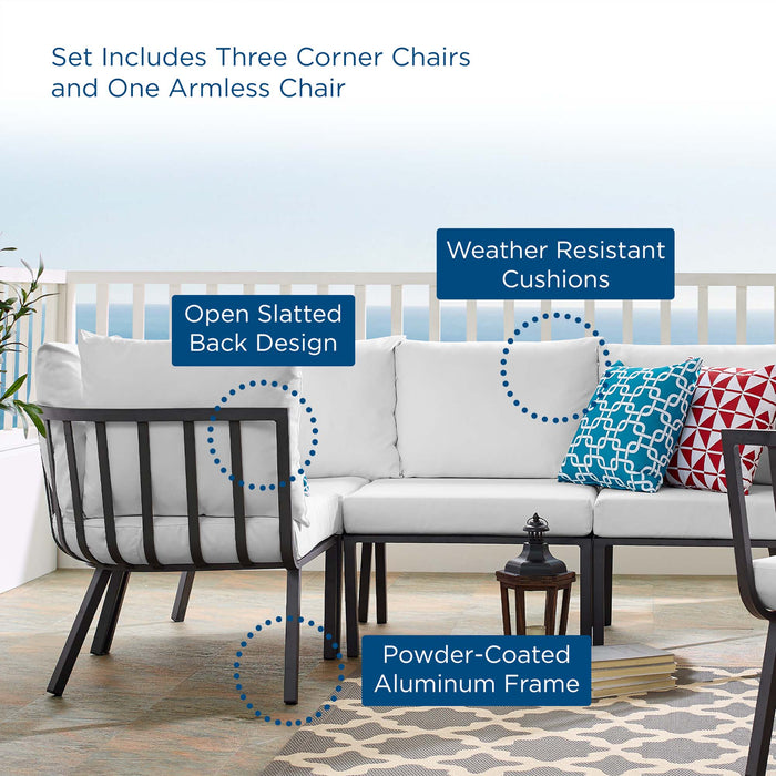 Riverside 4 Piece Outdoor Patio Aluminum Sectional