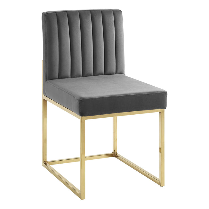 Carriage Channel Tufted Sled Base Performance Velvet Dining Chair