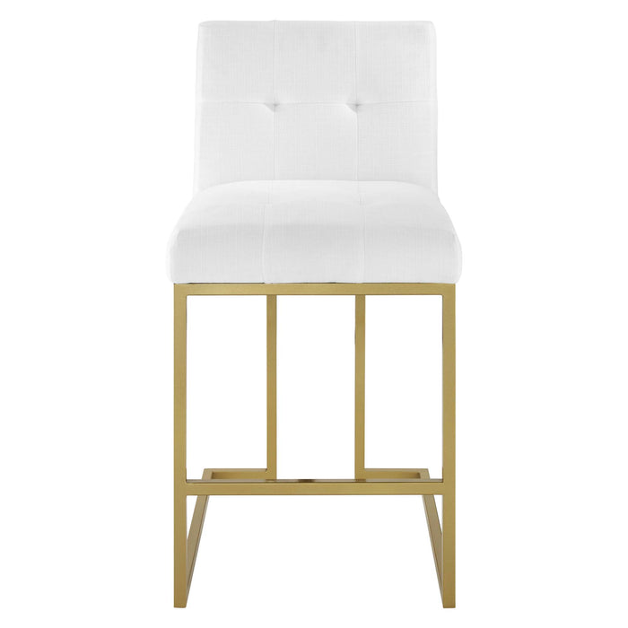 Privy Gold Stainless Steel Upholstered Fabric Counter Stool