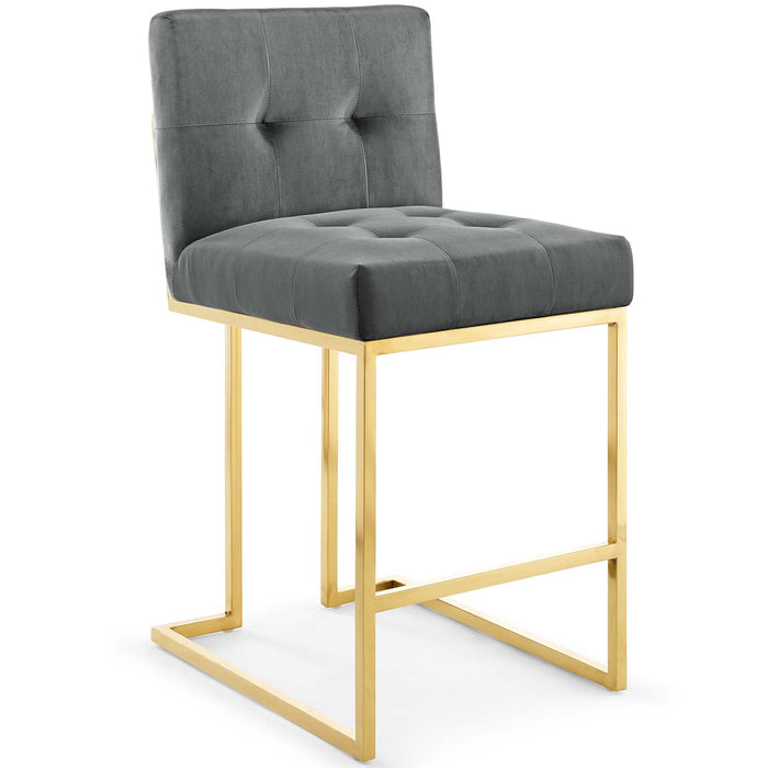 Privy Gold Stainless Steel Performance Velvet Counter Stool