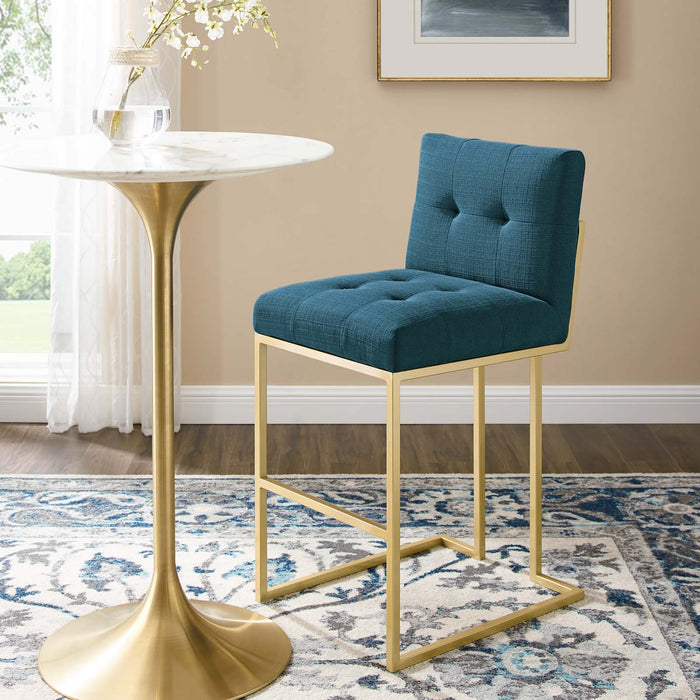 Privy Gold Stainless Steel Upholstered Fabric Bar Stool