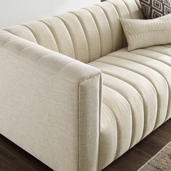 Reflection Channel Tufted Upholstered Fabric Sofa