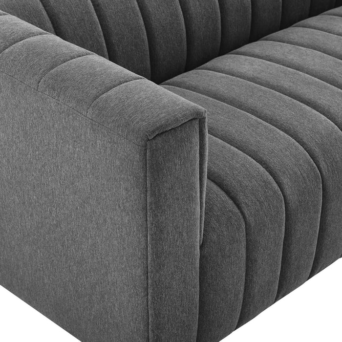 Reflection Channel Tufted Upholstered Fabric Sofa