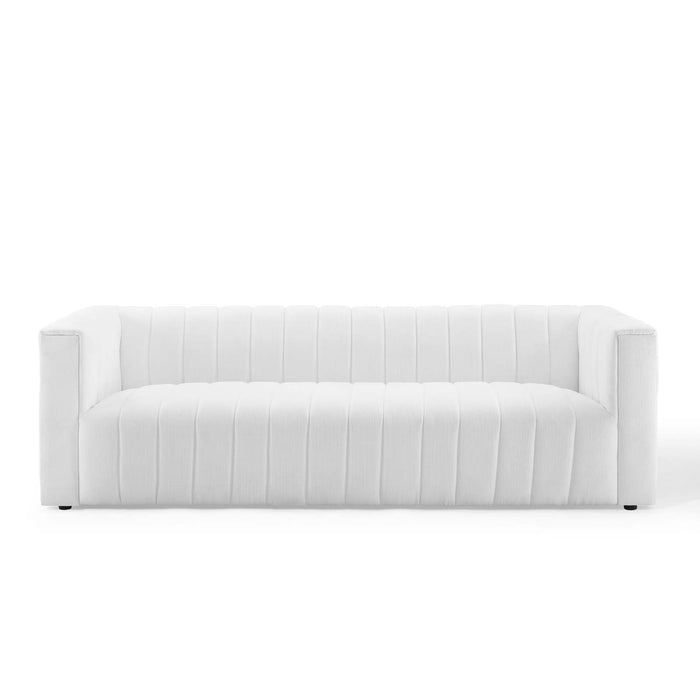 Reflection Channel Tufted Upholstered Fabric Sofa