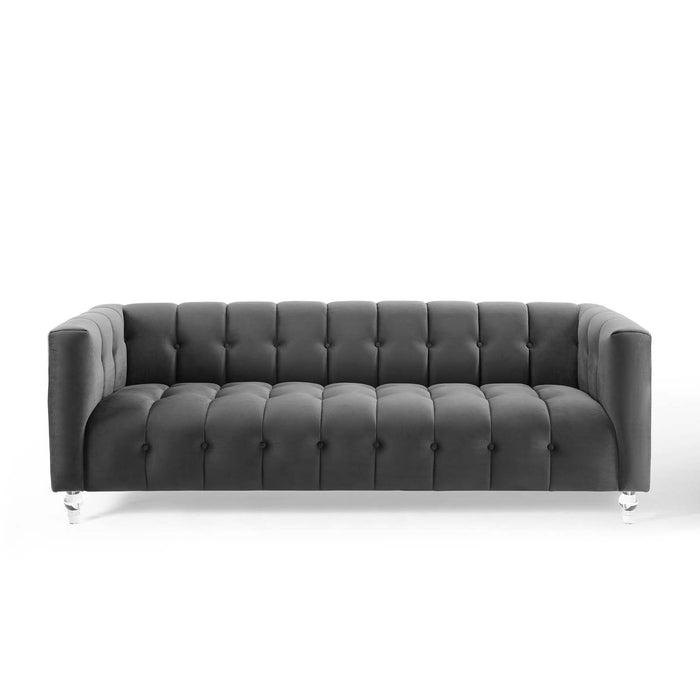 Mesmer Channel Tufted Button Performance Velvet Sofa