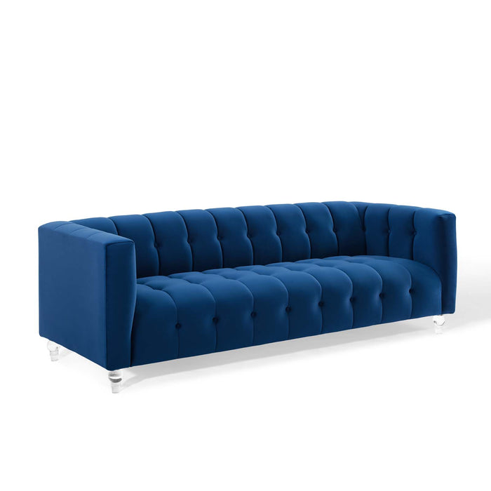 Mesmer Channel Tufted Button Performance Velvet Sofa