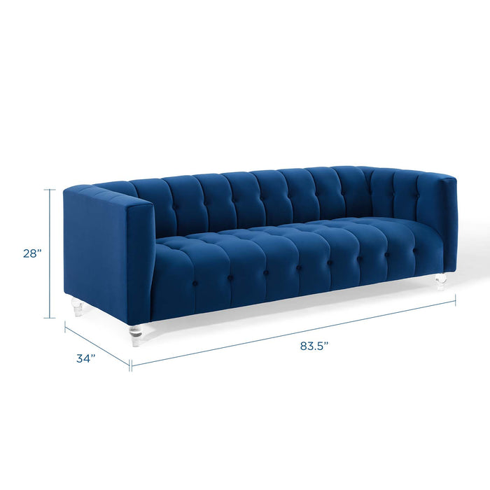 Mesmer Channel Tufted Button Performance Velvet Sofa