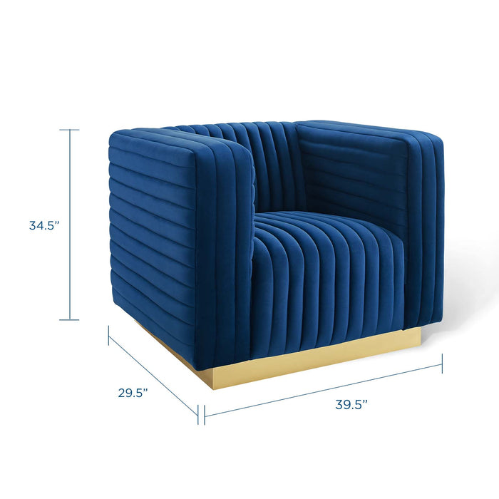 Charisma Channel Tufted Performance Velvet Accent Armchair