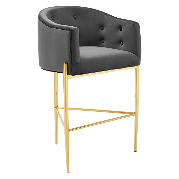 Savour Tufted Performance Velvet Bar Stool