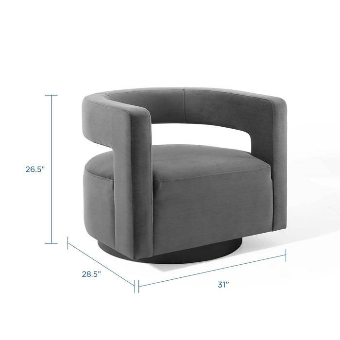 Spin Cutaway Performance Velvet Swivel Armchair